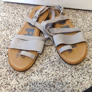 Sorel Ella Criss-Cross Sandal - Gray - Size 8